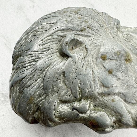 Vintage Silver Tone Sleeping Lion Belt Buckle 3D Cast ✨ - Picture 3 of 8